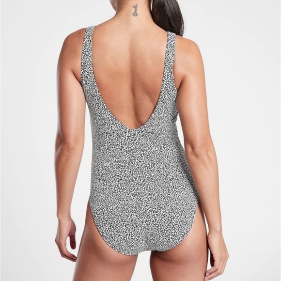 Athleta Seychelles Jacquard Textured One Piece Swimsuit, Black / White - Picture 3 of 7